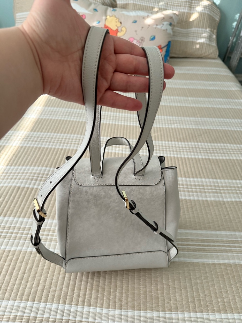 kate spade pebble leather mini backpack in light beige - Picture 4 of 5